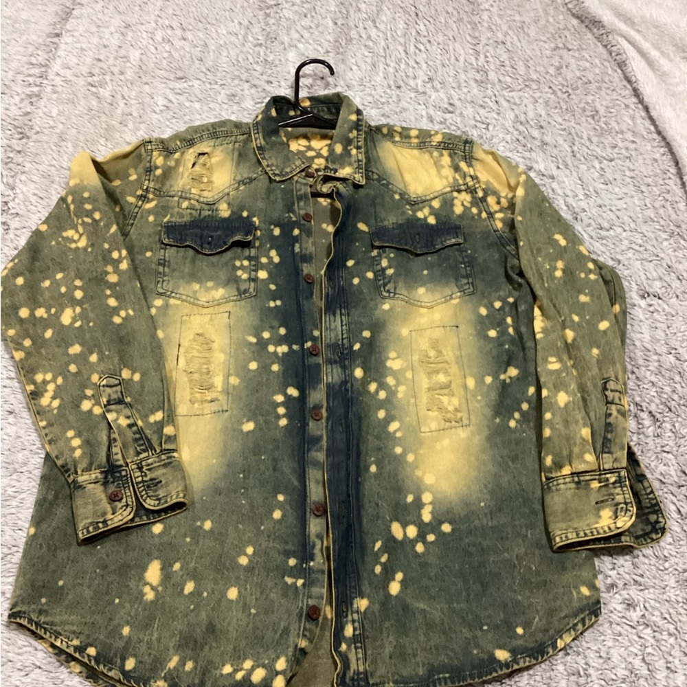Thrill Denim Jacket with Yellow Patterns